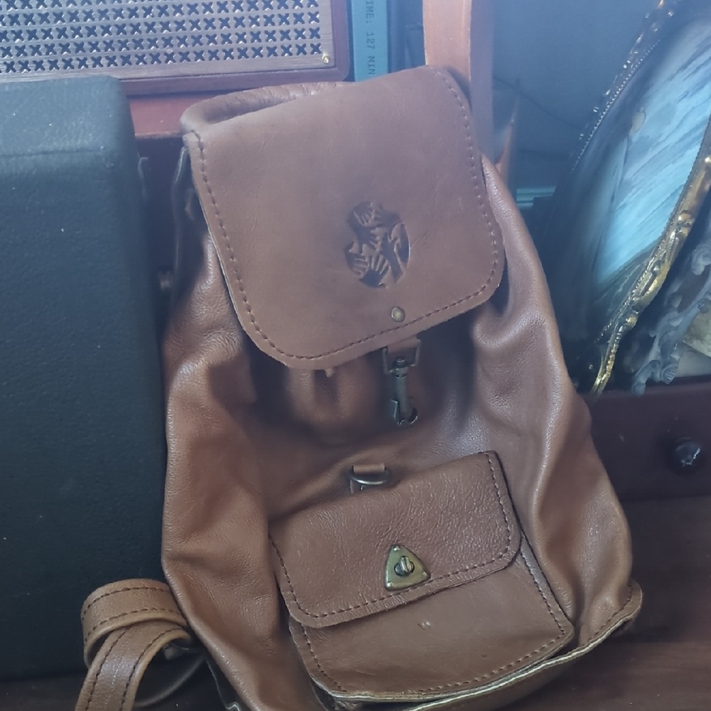Classic Tan Leather Backpack